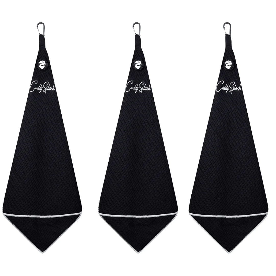Magnetic Golf Towel with Ball Pocket - Black - Image 11