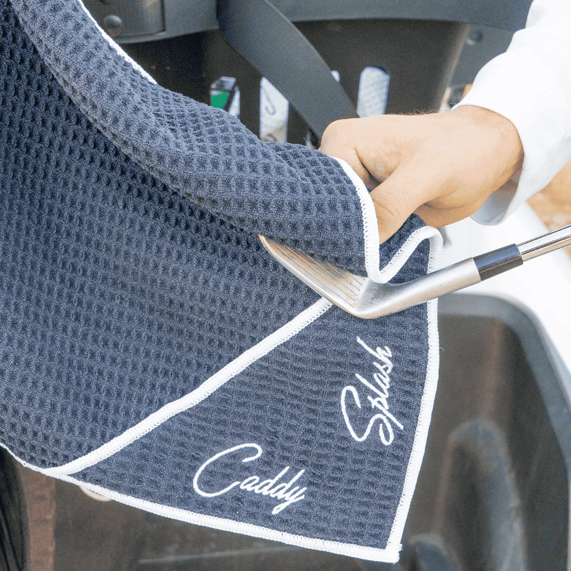 Magnetic Golf Towel with Ball Pocket - Black - Image 9