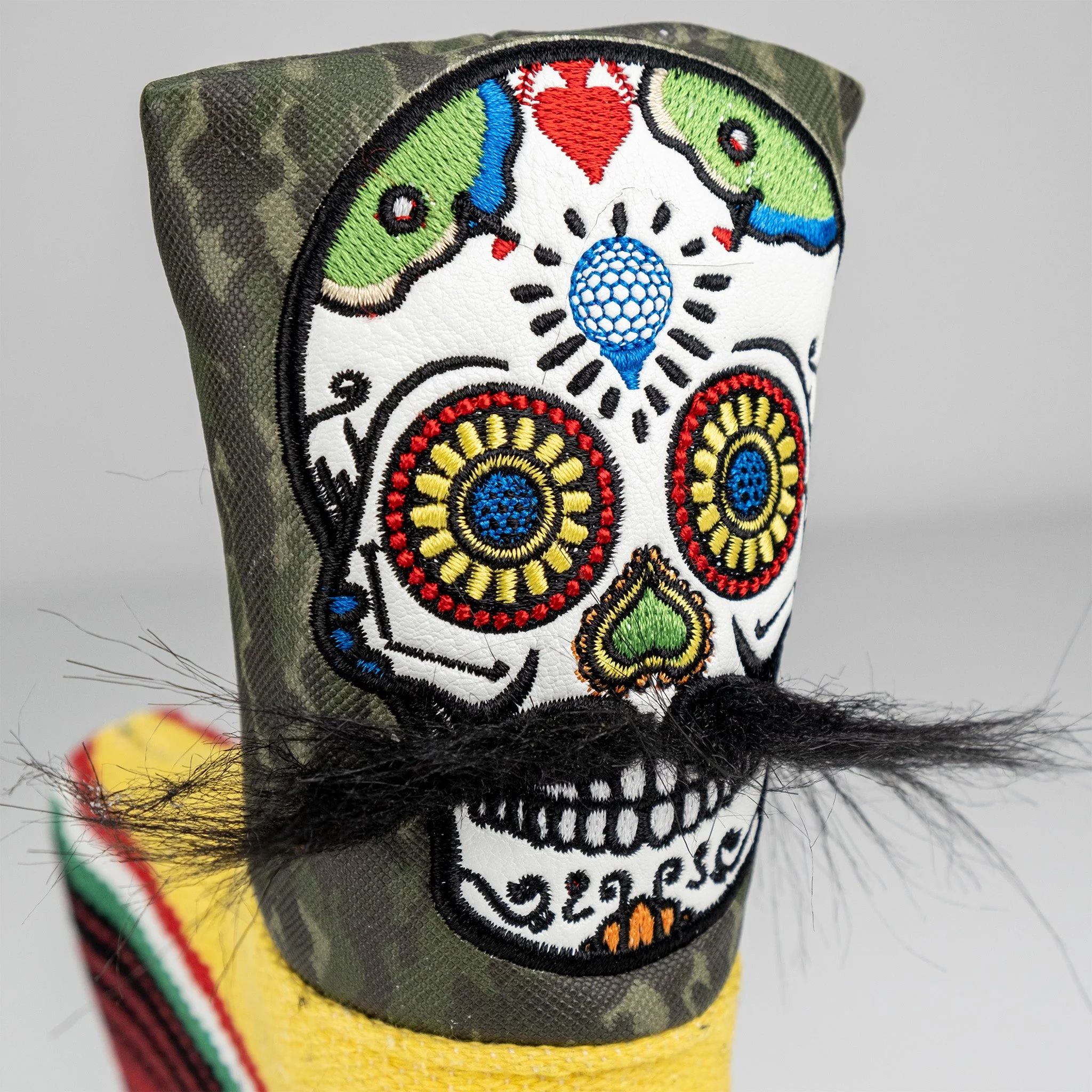 Mustache Sugar Skull - Blade Putter Cover Green Camo - Image 5