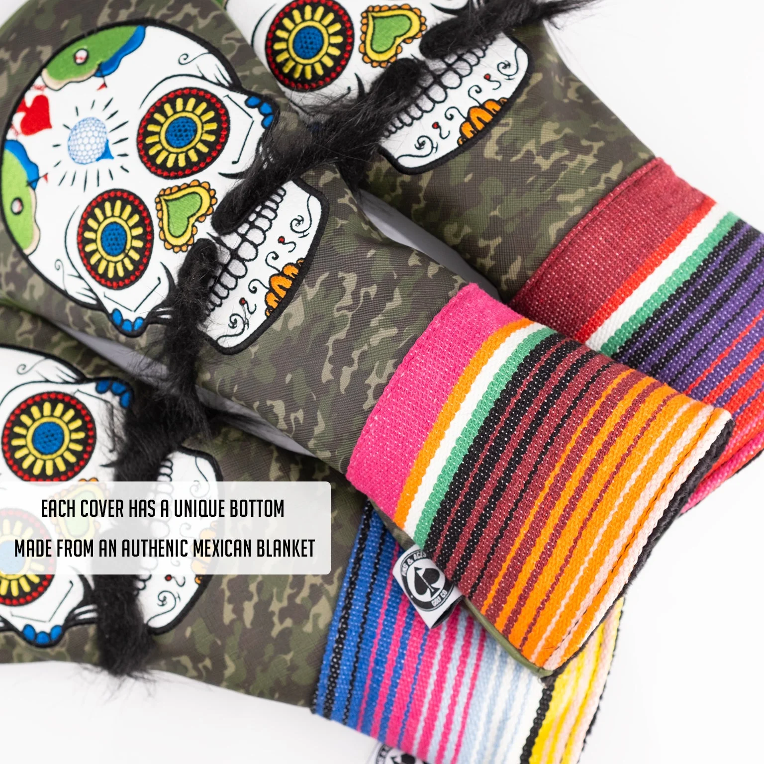 Mustache Sugar Skull - Driver Cover Green Camo - Image 9
