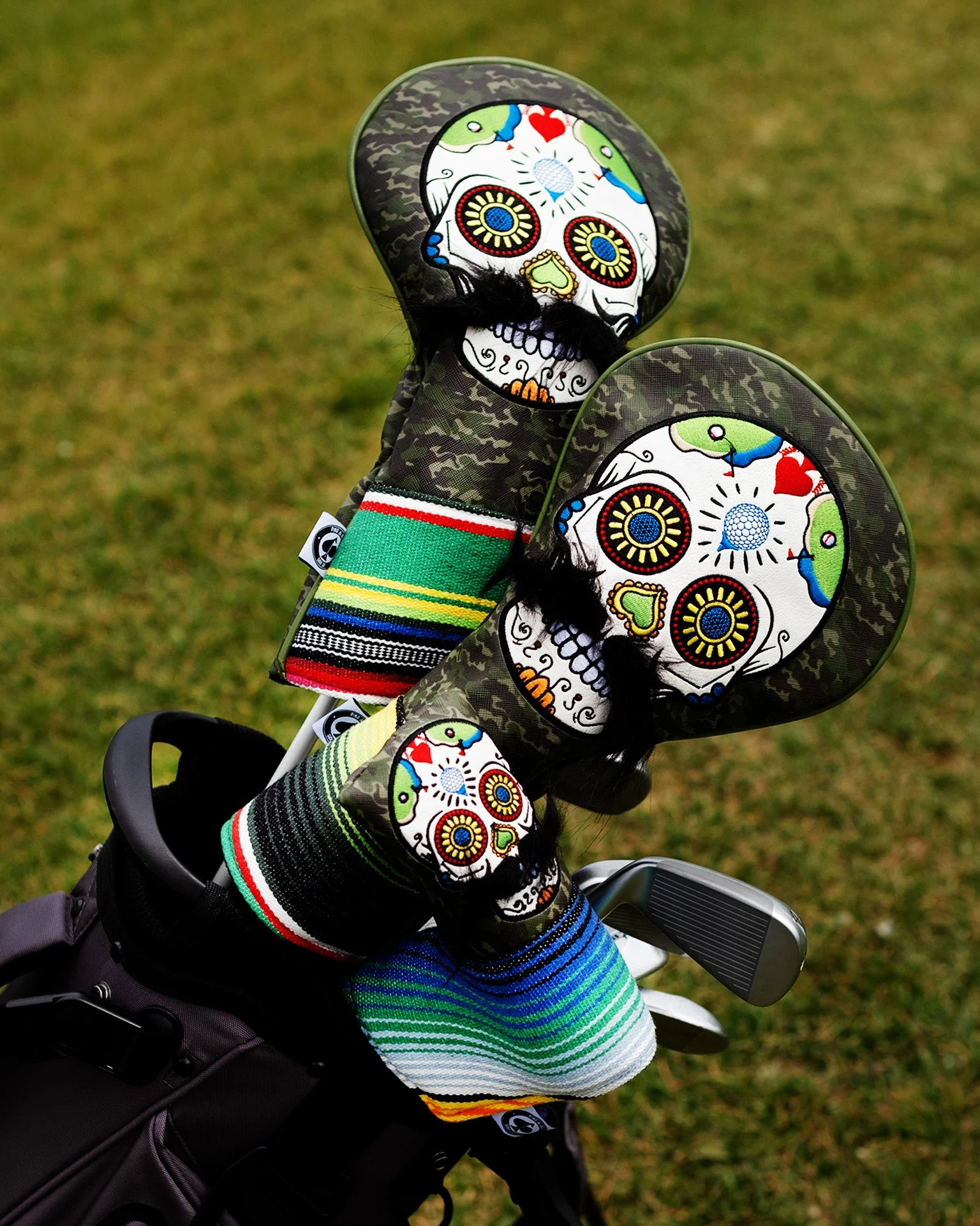 Mustache Sugar Skull - Fairway Cover Green Camo - Image 11