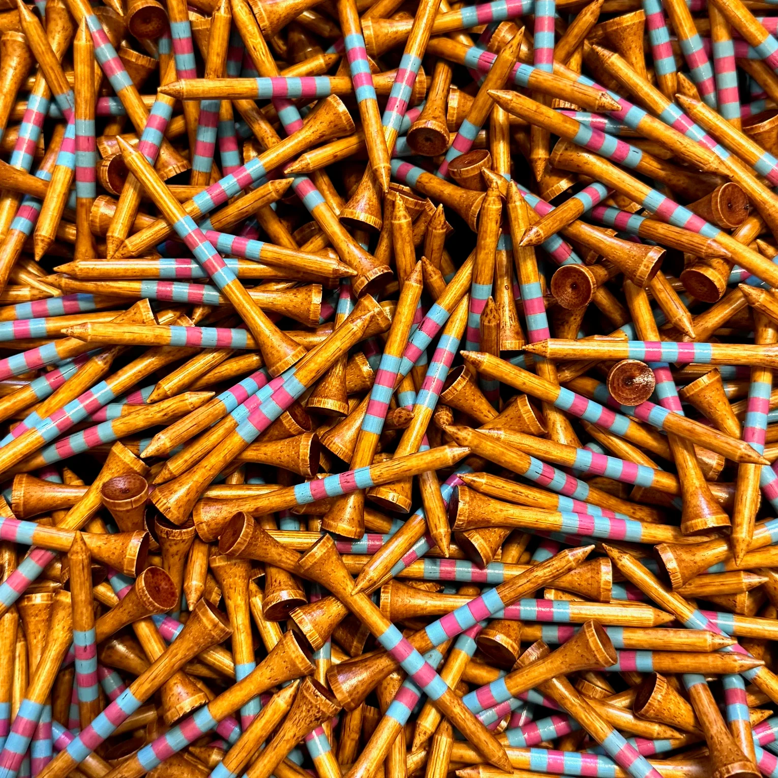 Premium Bamboo Golf Tees Dark Stain w/ Colored Stripes - 2.75" Length - Image 12